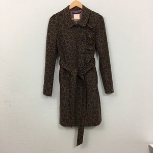 Rebecca Taylor Brown Ruffled Animal Print Coat 10